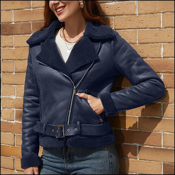 Blouson aviateur bleu marine femme