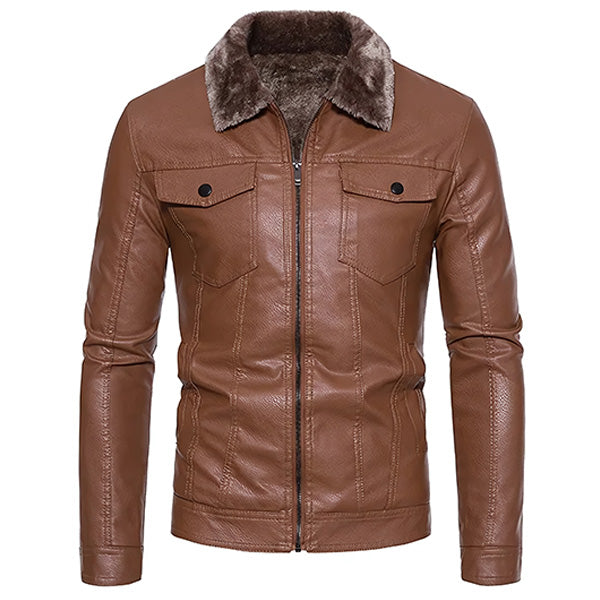 Blouson aviateur cuir marron homme