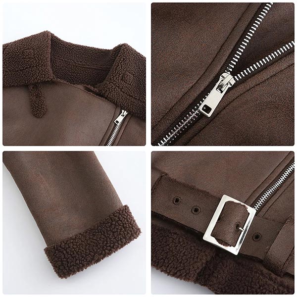 Blouson aviateur femme marron foncé