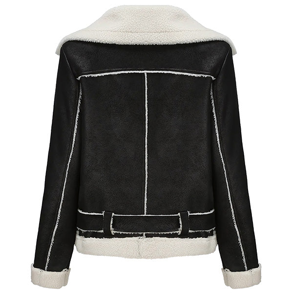 Blouson aviateur femme noir et blanc