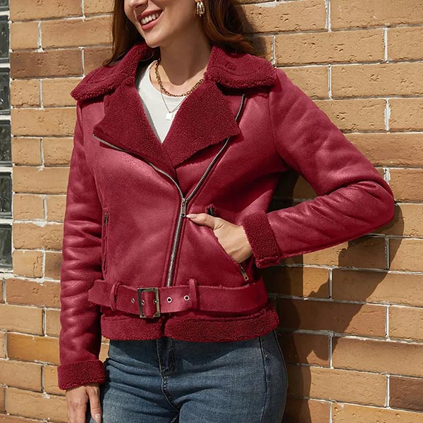 Blouson aviateur rouge femme