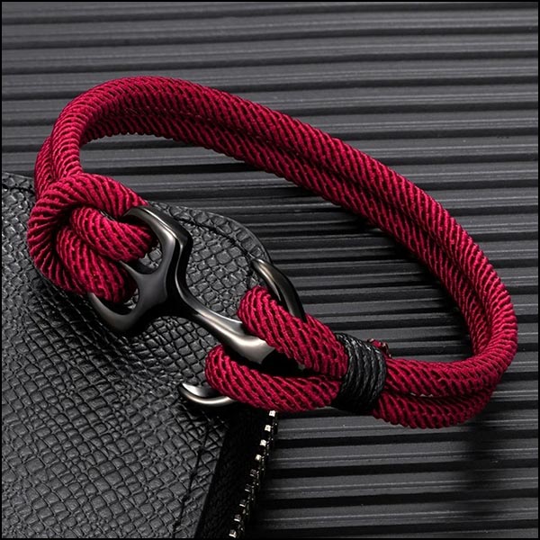 Bracelet ancre rouge
