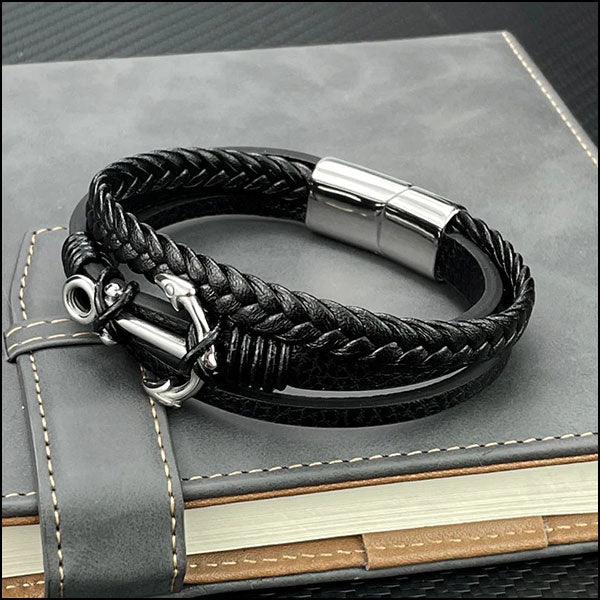 Bracelet corde ancre homme
