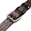 Ceinture militaire cuir marron double œillet