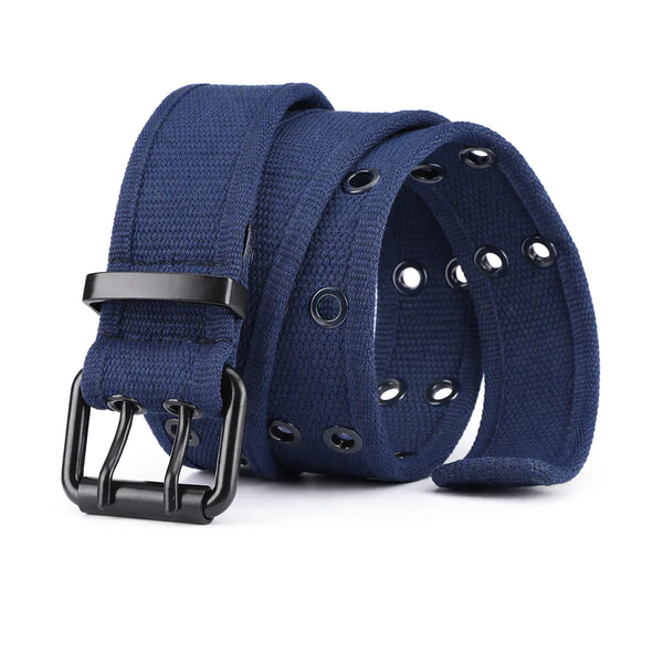Ceinture tissu bleu marine à double ardillon