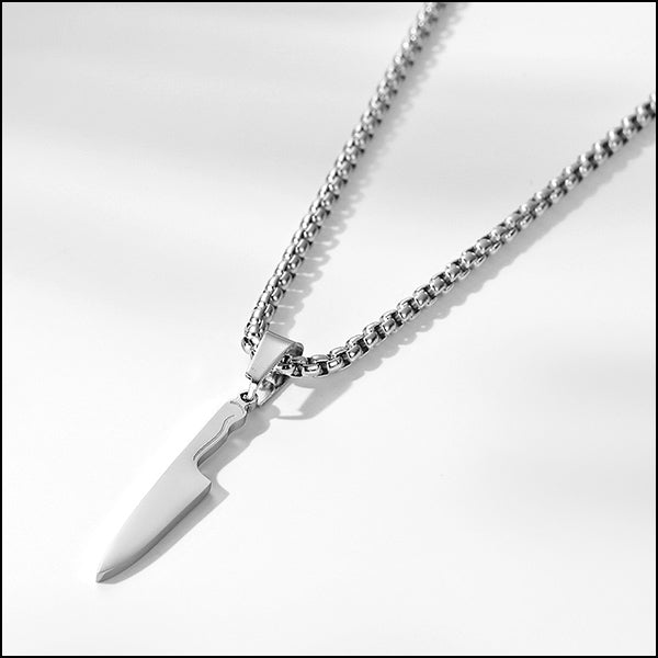 Ancien Collier Pendentif Couteau En Argent Ou Vermeil - Bijou Ethnique/vintage - Occasion