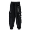 Pantalon cargo femme noir avec chaîne
