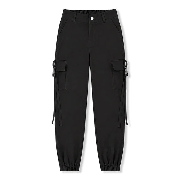 Pantalon cargo noir avec ceinture