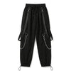 Pantalon cargo noir chaîne