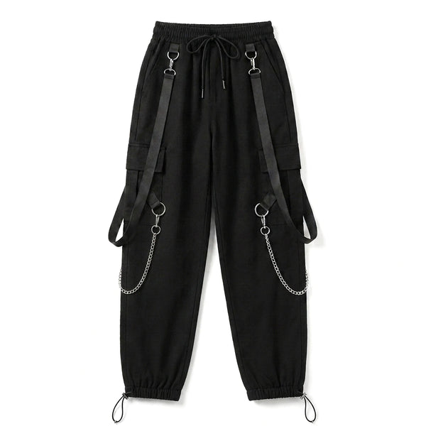 Pantalon cargo noir chaîne