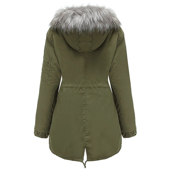 Parka vert militaire femme vue de dos