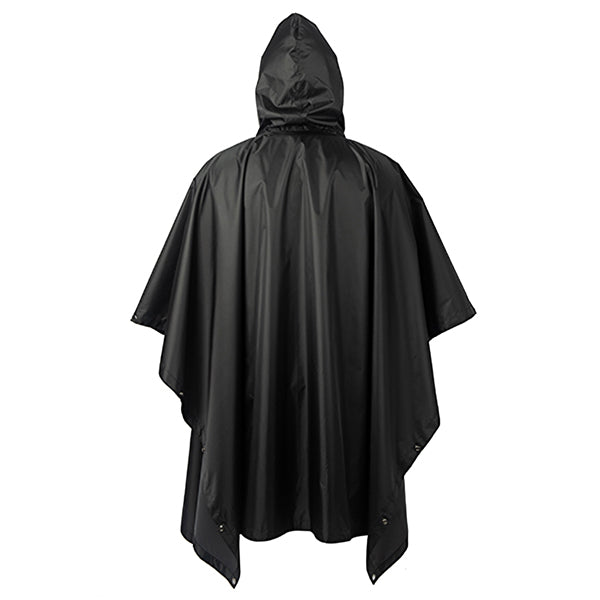 Poncho noir à capuche