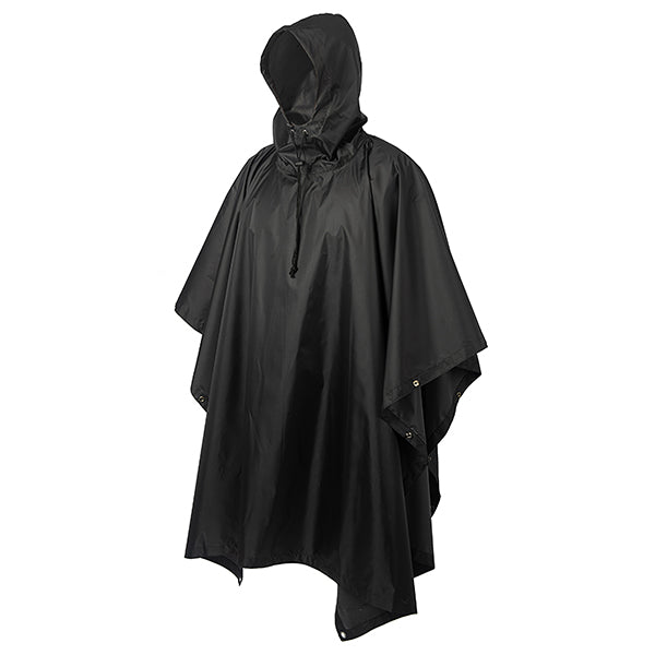Poncho noir à capuche