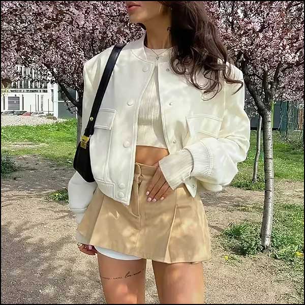 Veste aviateur femme beige