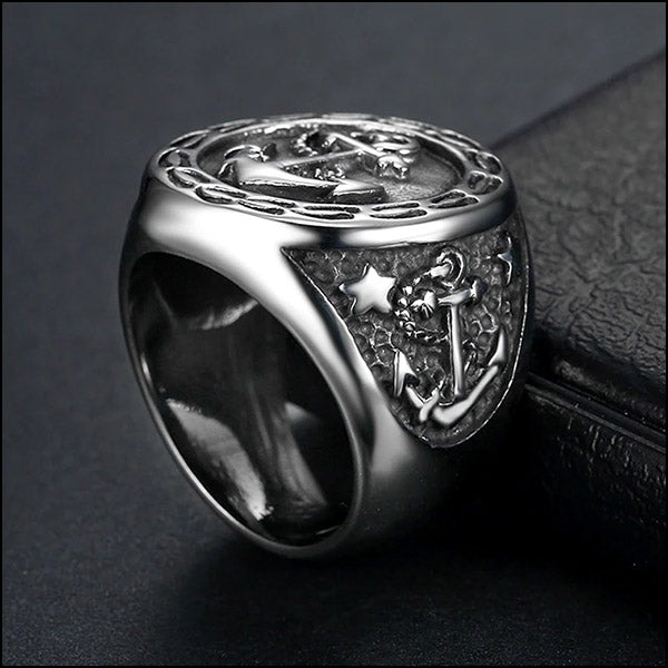 Bague ancre marine