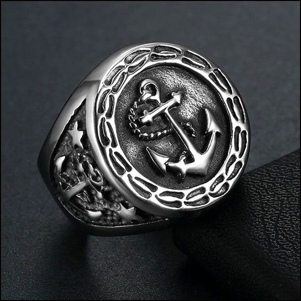 Bague ancre marine