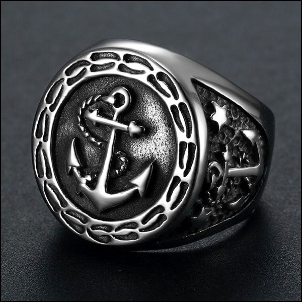 Bague ancre marine