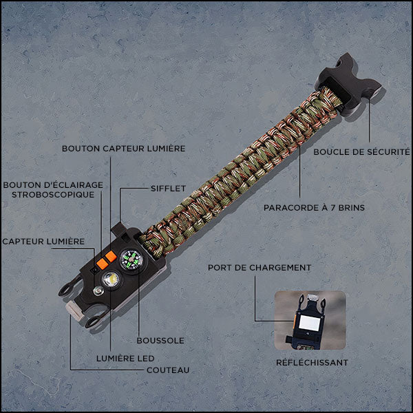 Bracelet de survie militaire