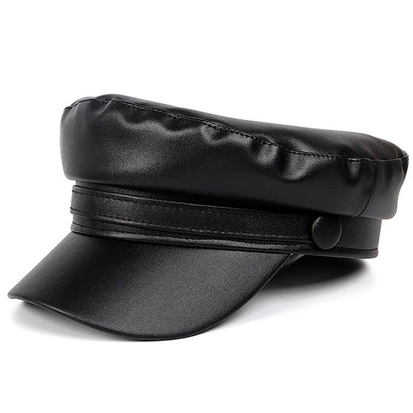 Casquette simili cuir femme