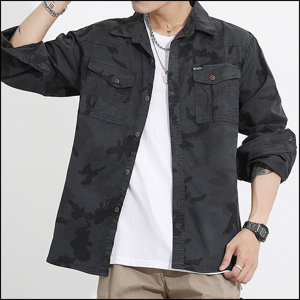 Chemise camouflage noir homme