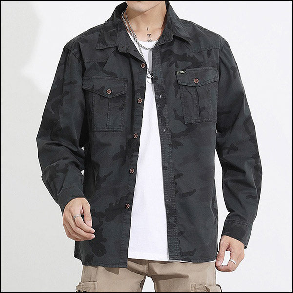 Chemise camouflage noir homme