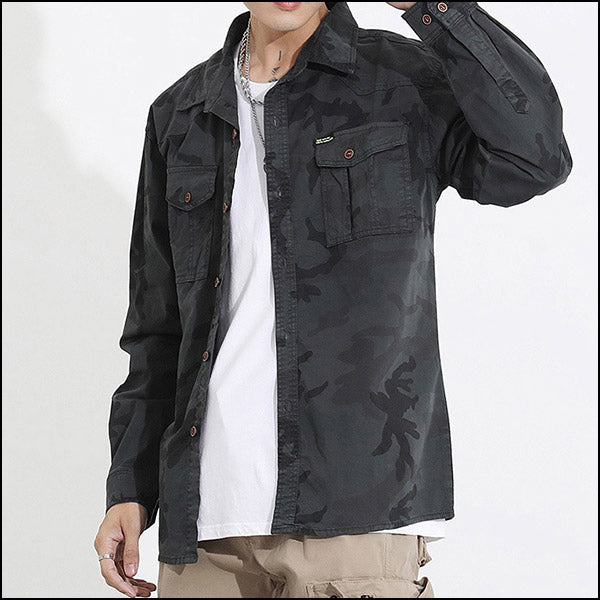 Chemise camouflage noir homme