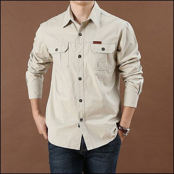 Chemise militaire beige homme