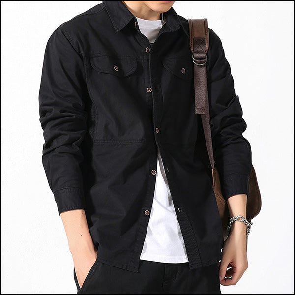 Chemise militaire homme noire