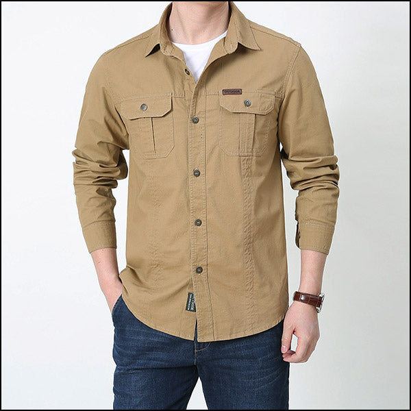 Chemise militaire kaki homme