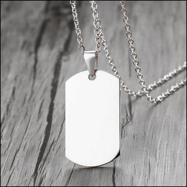 Collier plaque militaire argent