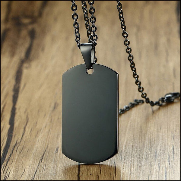 Collier plaque militaire noir