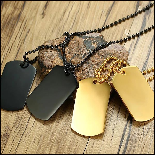 Collier plaques militaires en acier inoxydable