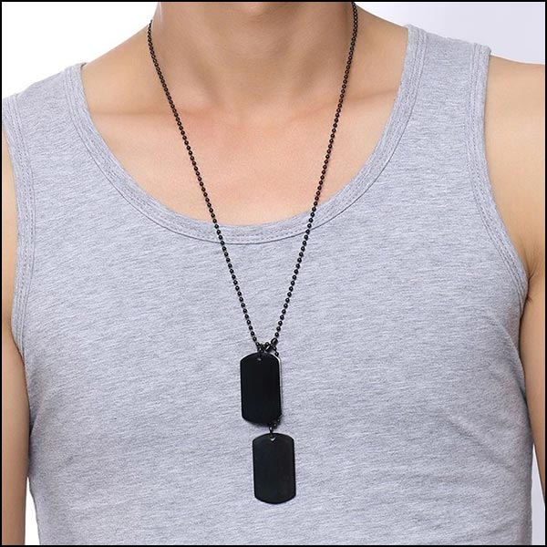 Collier plaques militaires en acier inoxydable