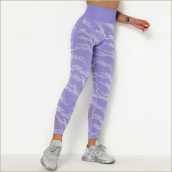 Legging violet femme camouflage