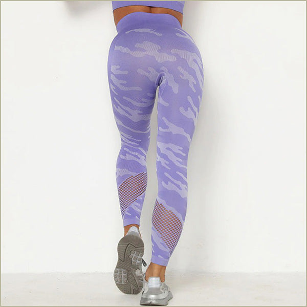 Legging violet femme camouflage