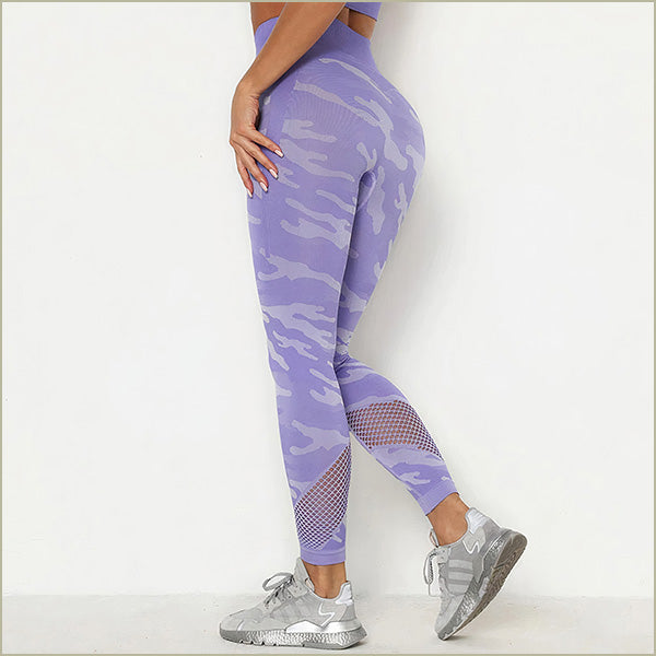Legging violet femme camouflage