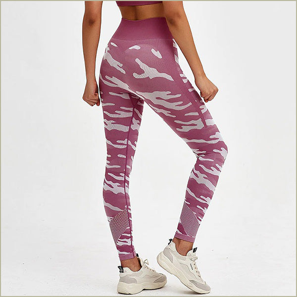 Legging violet femme camouflage