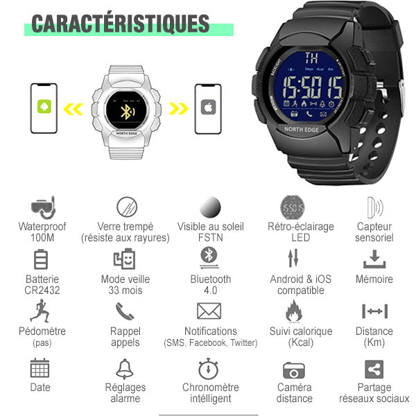 Montre connectée homme militaire