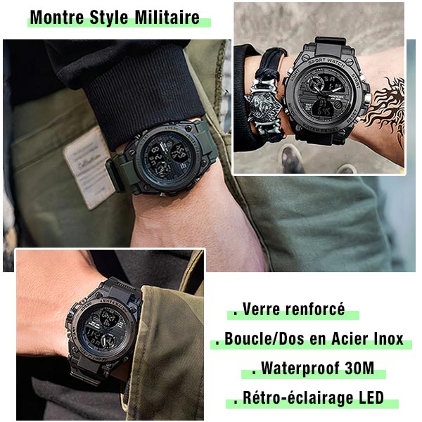 Montre homme style militaire