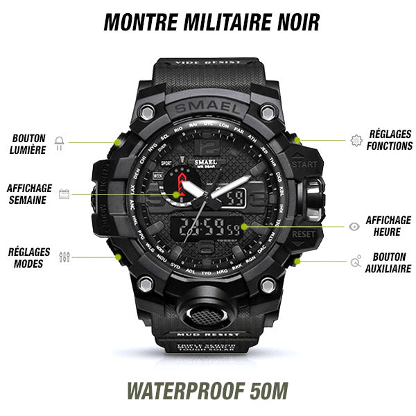 Montre militaire noir