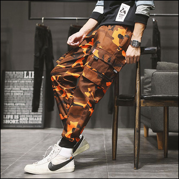 Pantalon camo orange homme