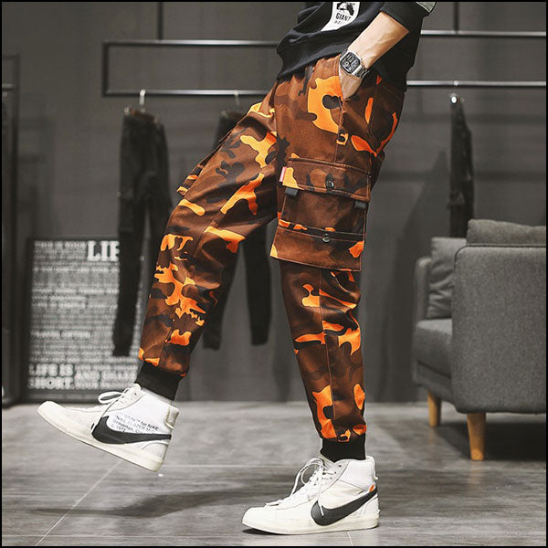 Pantalon camo orange homme