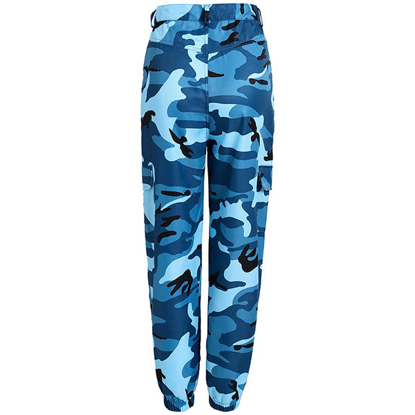 Pantalon camouflage bleu femme
