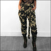 Pantalon camouflage femme taille haute