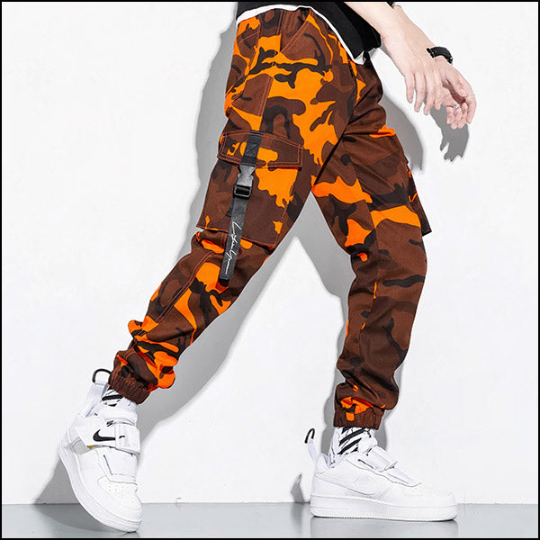 Pantalon camouflage homme orange