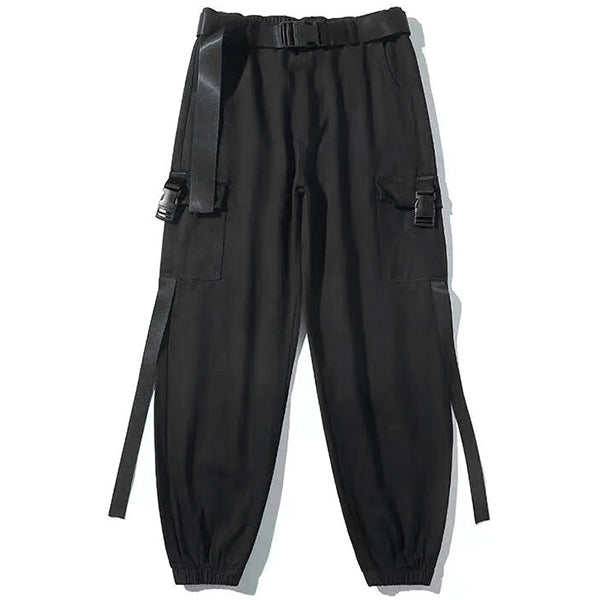 Pantalon cargo femme noir avec ceinture