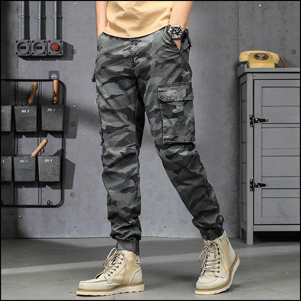 Pantalon cargo gris homme