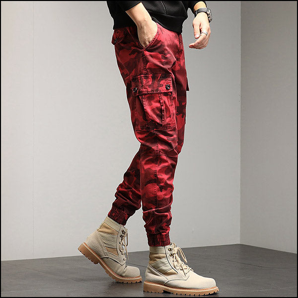 Pantalon cargo militaire rouge