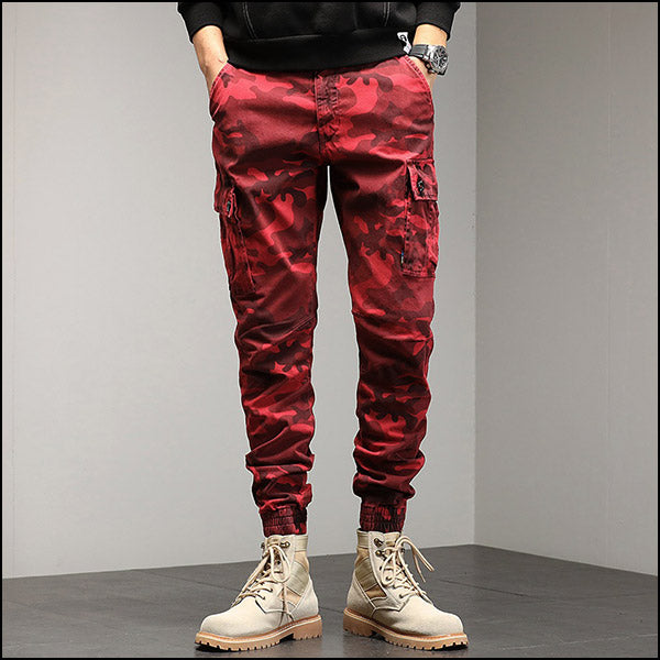 Pantalon cargo militaire rouge