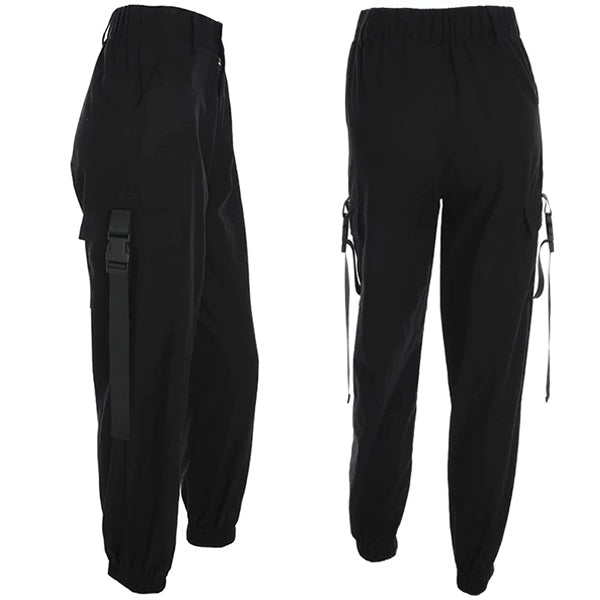 Pantalon cargo noir avec ceinture
